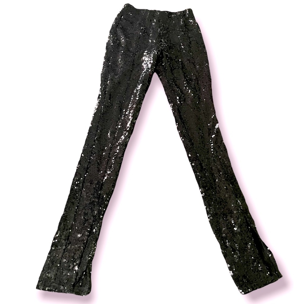 Black Sequin Pants With Split Hem - image 1